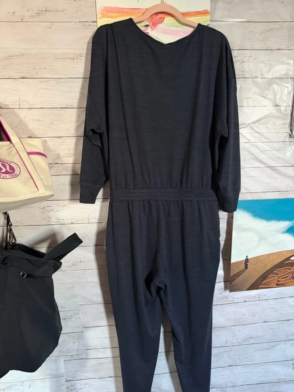 Vuori lux midnight heathered Long-Sleeve Jumpsuit with Drawstring - Picture 6 of 9
